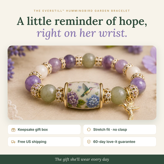 The Everstill™ Hummingbird Garden Bracelet — Keepsake Gift Box