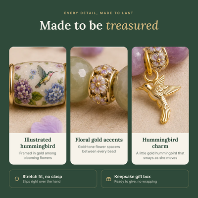 The Everstill™ Hummingbird Garden Bracelet — Keepsake Gift Box