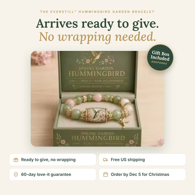 The Everstill™ Hummingbird Garden Bracelet — Keepsake Gift Box