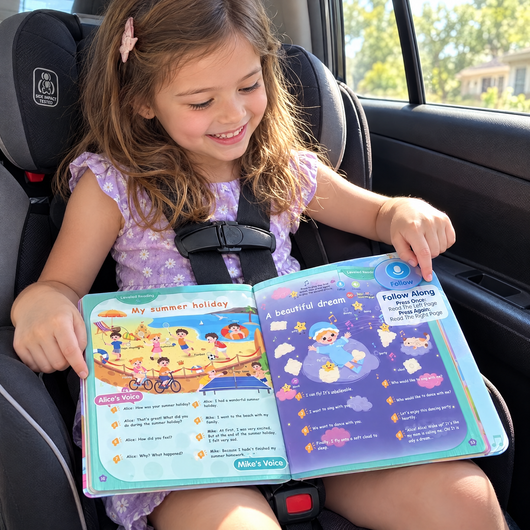 Girl using ReadStep in the car