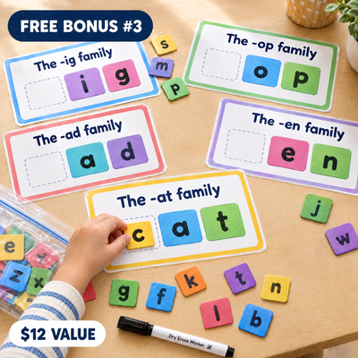 ReadStep CVC Word Builder Mats printable with letter tiles